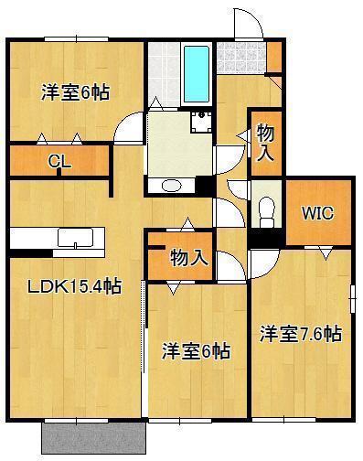 クレールシャトー(3LDK/1階)の間取り写真