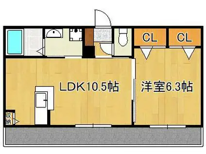 クラヴィエ三萩野E(1LDK/1階)の間取り写真
