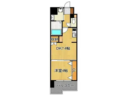 REGARIA KOKURAKITA CENTER PLACE(1DK/13階)の間取り写真