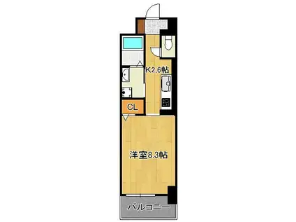 ラインスター三萩野(1K/4階)の間取り写真