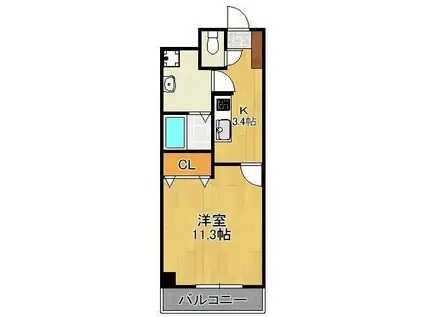 ギャラン貴船(1K/3階)の間取り写真