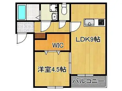 LALUCE黒住(1LDK/2階)の間取り写真