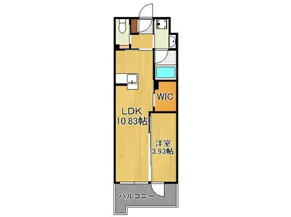 ウィングス城野駅前(1LDK/7階)の間取り写真