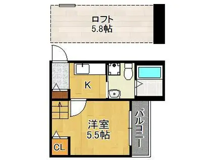 LINES STYLE(1K/2階)の間取り写真