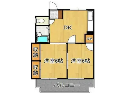 シャトレ熊本(2DK/5階)の間取り写真