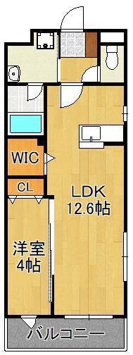 ミーナ白銀(1LDK/2階)の間取り写真