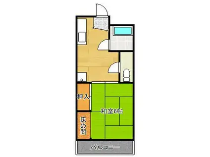 プレアール熊本(1K/2階)の間取り写真