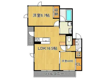 HALE PUEO(2LDK/2階)の間取り写真