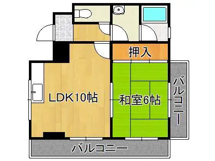 コンプレート中津口(1LDK/7階)の間取り写真