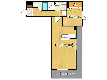 フルール・ド・ヒサノ(1LDK/4階)の間取り写真