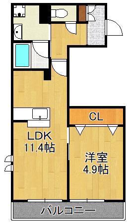 フルール・ド・ヒサノ(1LDK/3階)の間取り写真