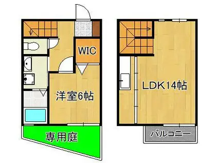 グランモア片野新町(1LDK/1階)の間取り写真