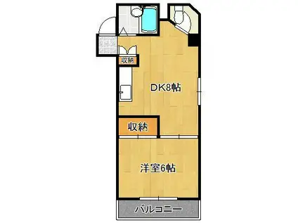 ヒットパークレジデンス三萩野(1DK/6階)の間取り写真