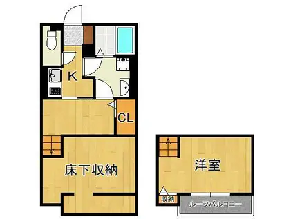 ブランシェ三萩野(1K/1階)の間取り写真