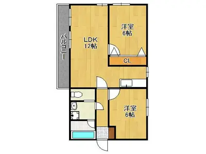 コスモハイツ(2LDK/3階)の間取り写真