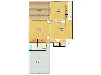 コスモハイツ(2LDK/1階)の間取り写真