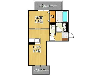 M・K・K神岳(1LDK/2階)の間取り写真