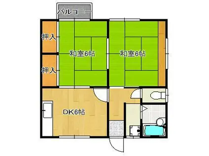 ハイツ小文字(2DK/2階)の間取り写真