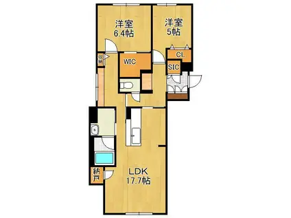 シャーメゾンステージ新成(2LDK/1階)の間取り写真