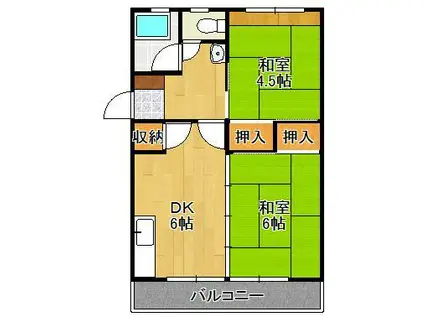 オベリスク常岡ビル(2DK/3階)の間取り写真