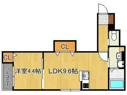 ELLINA貴船Ⅲ(1LDK/3階)の間取り写真