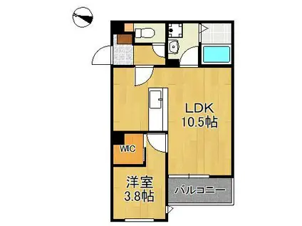 CRECIA片野Ⅱ(1LDK/3階)の間取り写真