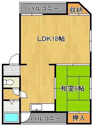 清納ビル(1LDK/3階)の間取り写真