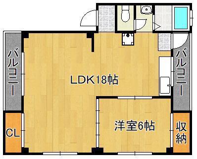 清納ビル(1LDK/3階)の間取り写真