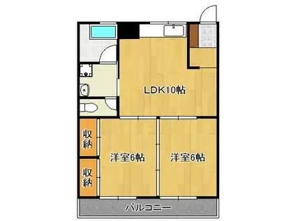 神原ハイツ(2LDK/3階)の間取り写真