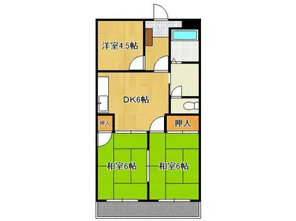 シャトレ青山B棟(3DK/1階)の間取り写真