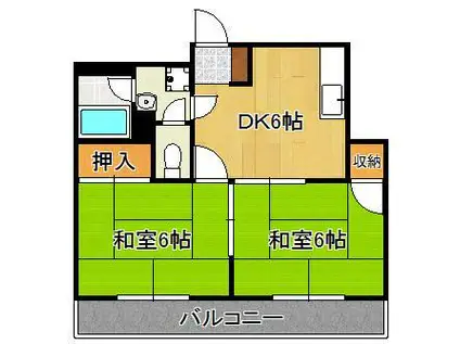 シャトレ穴生2(2DK/1階)の間取り写真