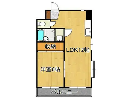 シャトレ穴生Ⅲ(1LDK/5階)の間取り写真