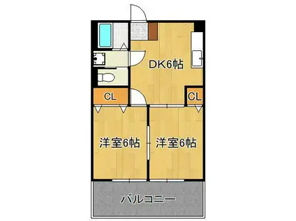 シャトレ幸神Ⅱ(2DK/5階)の間取り写真