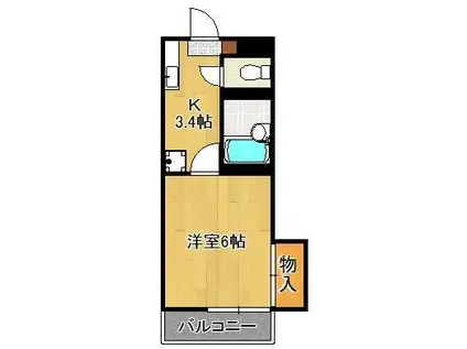 シャトレ永犬丸(1K/1階)の間取り写真