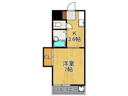 シャトレ紅梅(1K/3階)の間取り写真