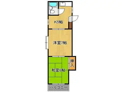 シャトレ山寺(2K/2階)の間取り写真