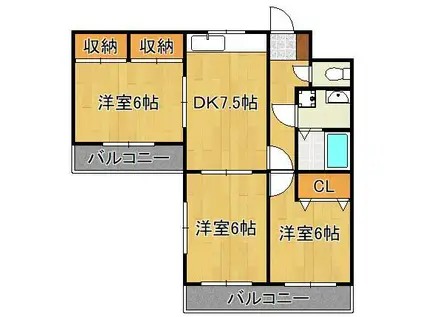 トーカンマンション平尾(3DK/3階)の間取り写真