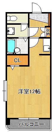 クレベール皇后崎(1K/2階)の間取り写真