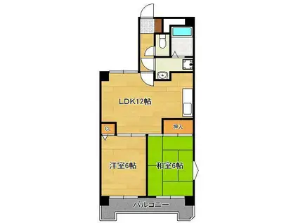 ダイナコート鷹の巣(2LDK/7階)の間取り写真