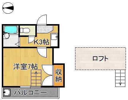 レオパレス熊西(1K/1階)の間取り写真