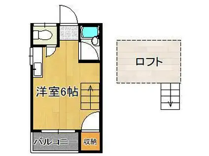 カーサ大膳(ワンルーム/2階)の間取り写真