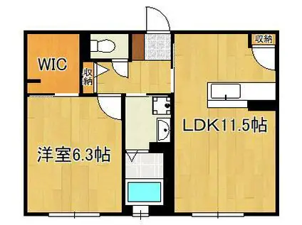 グリーンコート楽2(1LDK/1階)の間取り写真