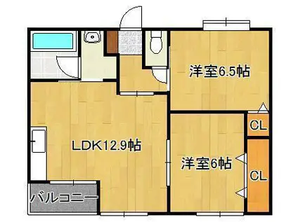 フラワースポット(2LDK/5階)の間取り写真