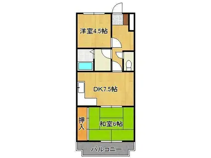 陣山スカイマンション(2DK/3階)の間取り写真