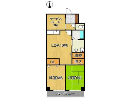 グランディール翔峰(2SLDK/2階)の間取り写真