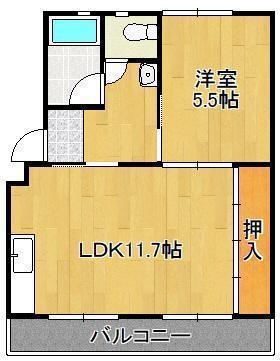 ヒルズ泉ヶ浦(1LDK/3階)の間取り写真