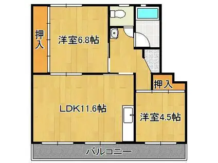 ヒルズ泉ヶ浦(2LDK/4階)の間取り写真