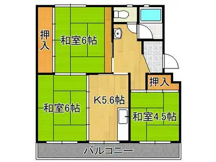 ヒルズ泉ヶ浦(3K/3階)の間取り写真