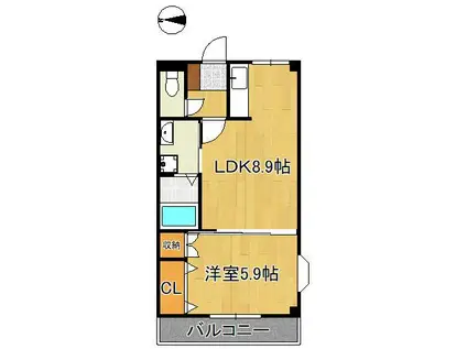 センチュリオン黒崎(1LDK/2階)の間取り写真