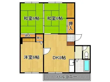 ピアコート陣原(3DK/2階)の間取り写真